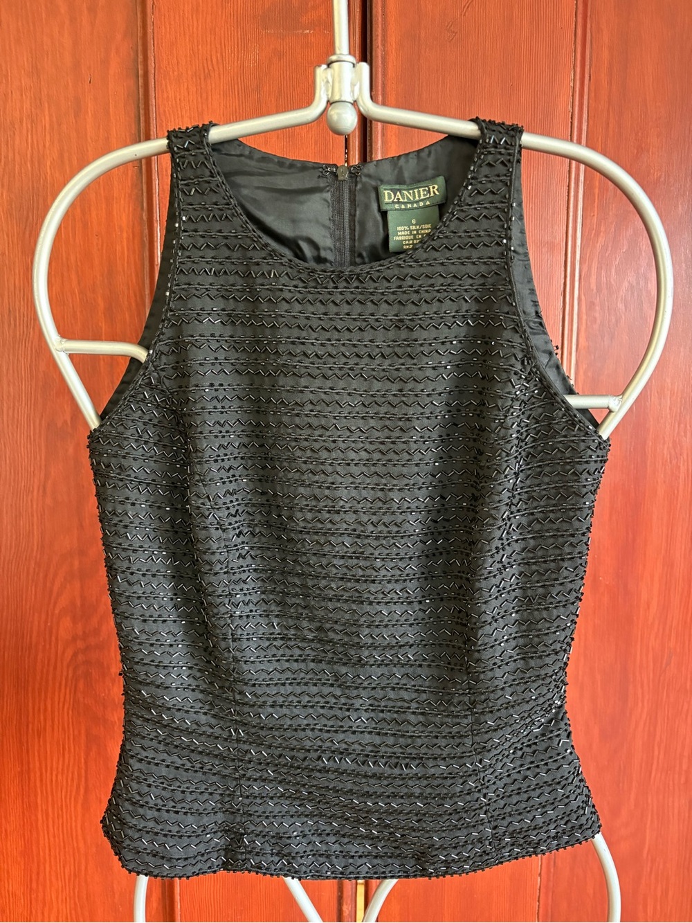 DANIER Vintage 2000s Black Beaded Silk Tank Top